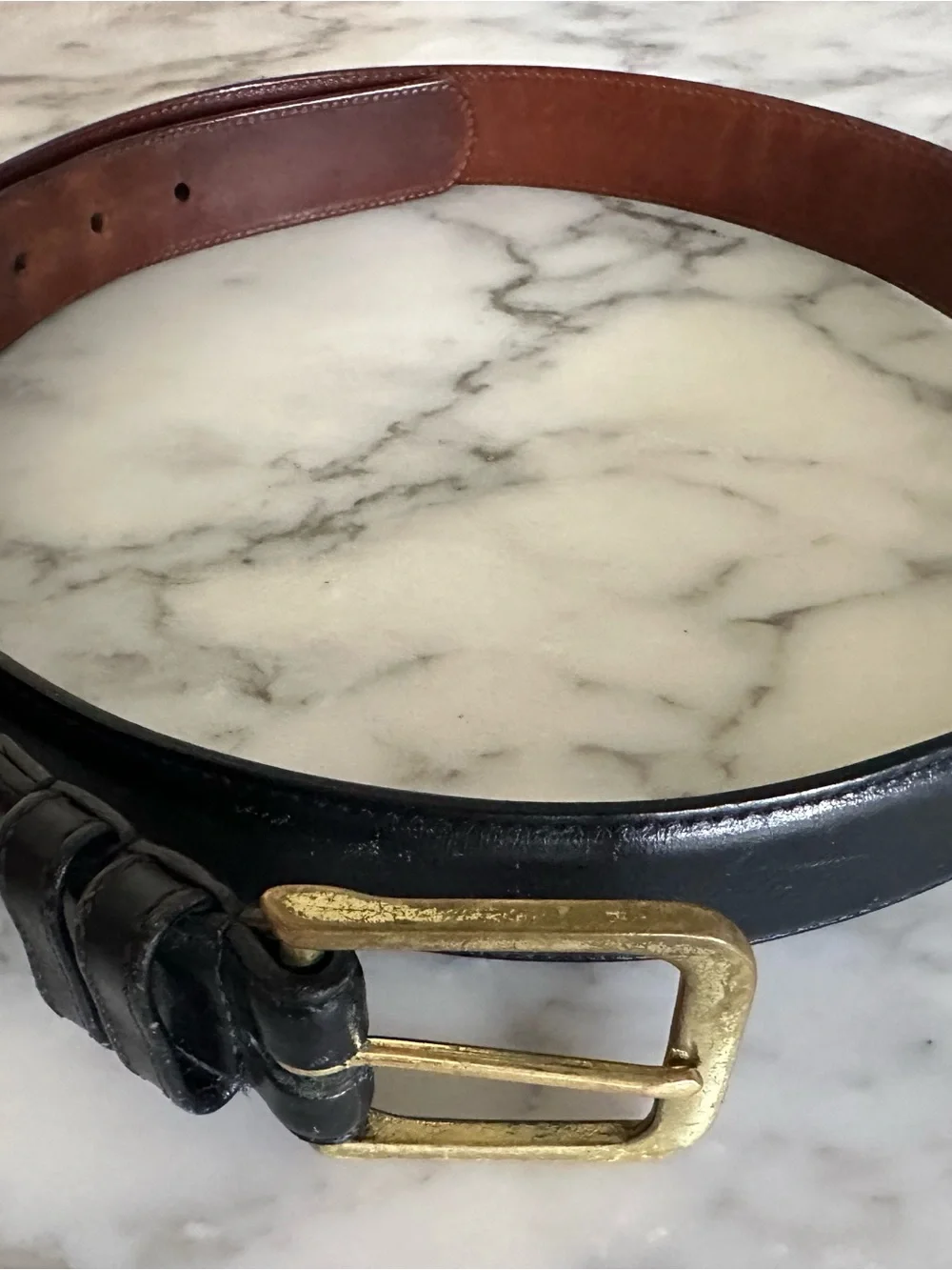 Vintage Coach Black Leather Belt with Gold Buckle
